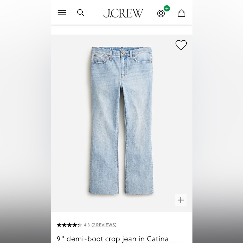 Brand new never worn J Crew cropped boot cut jeans